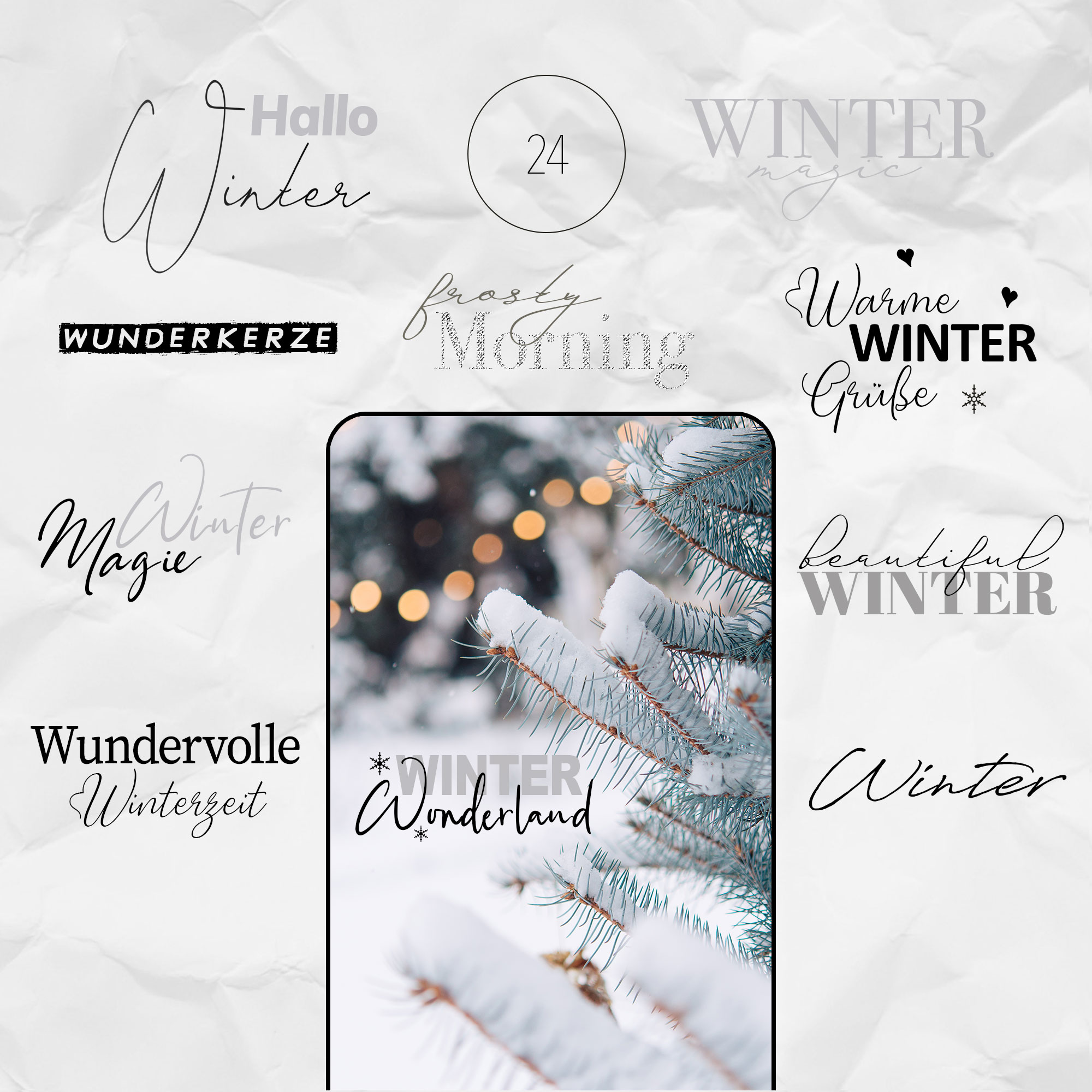24 Schriftzüge | Winter Edition | Worte Sticker | Lettering | Bundle