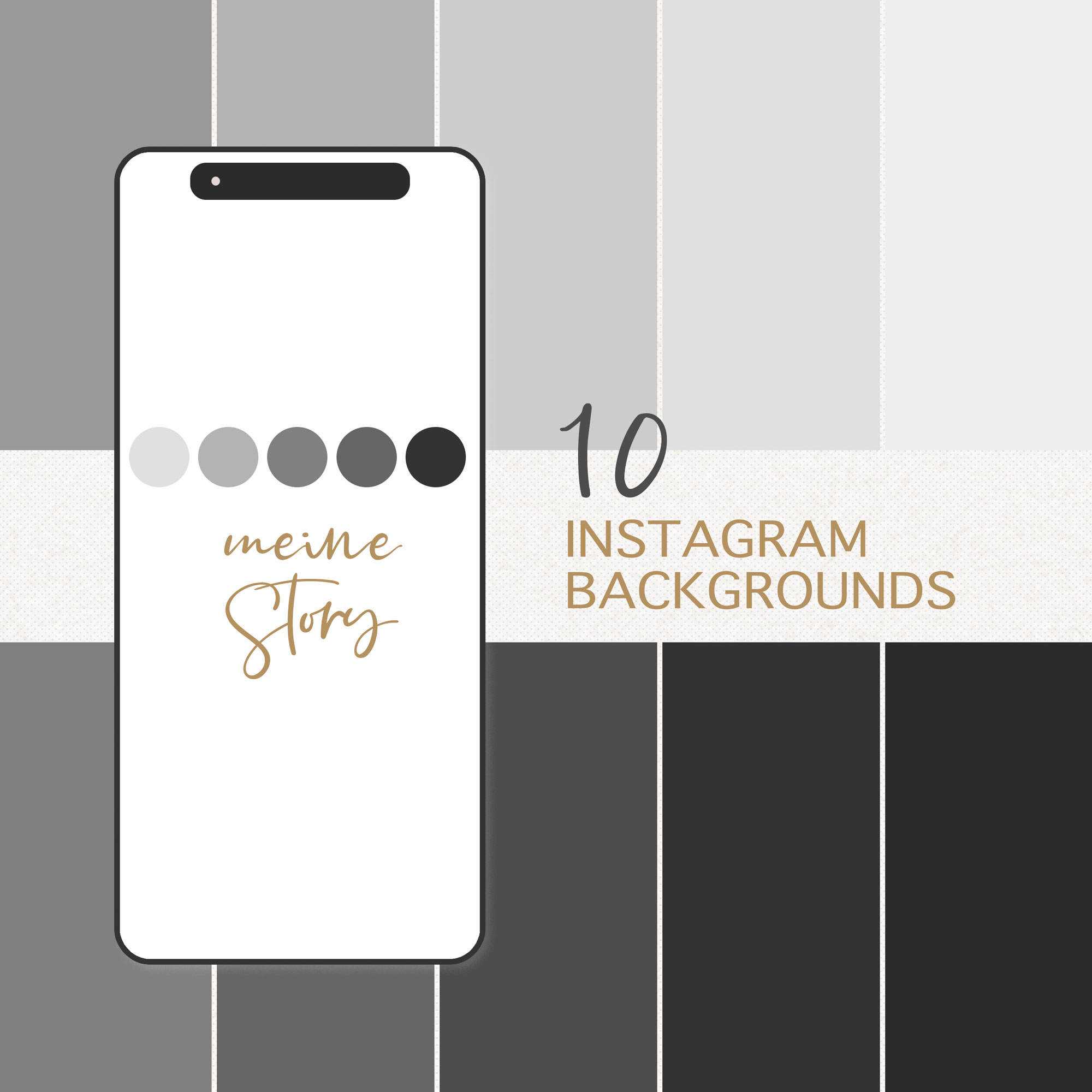 10x BACKGROUND FARB BUNDLE SOCIAL MEDIA / HIGHLIGHT STORY COVER / LIFESTYLE GRAU