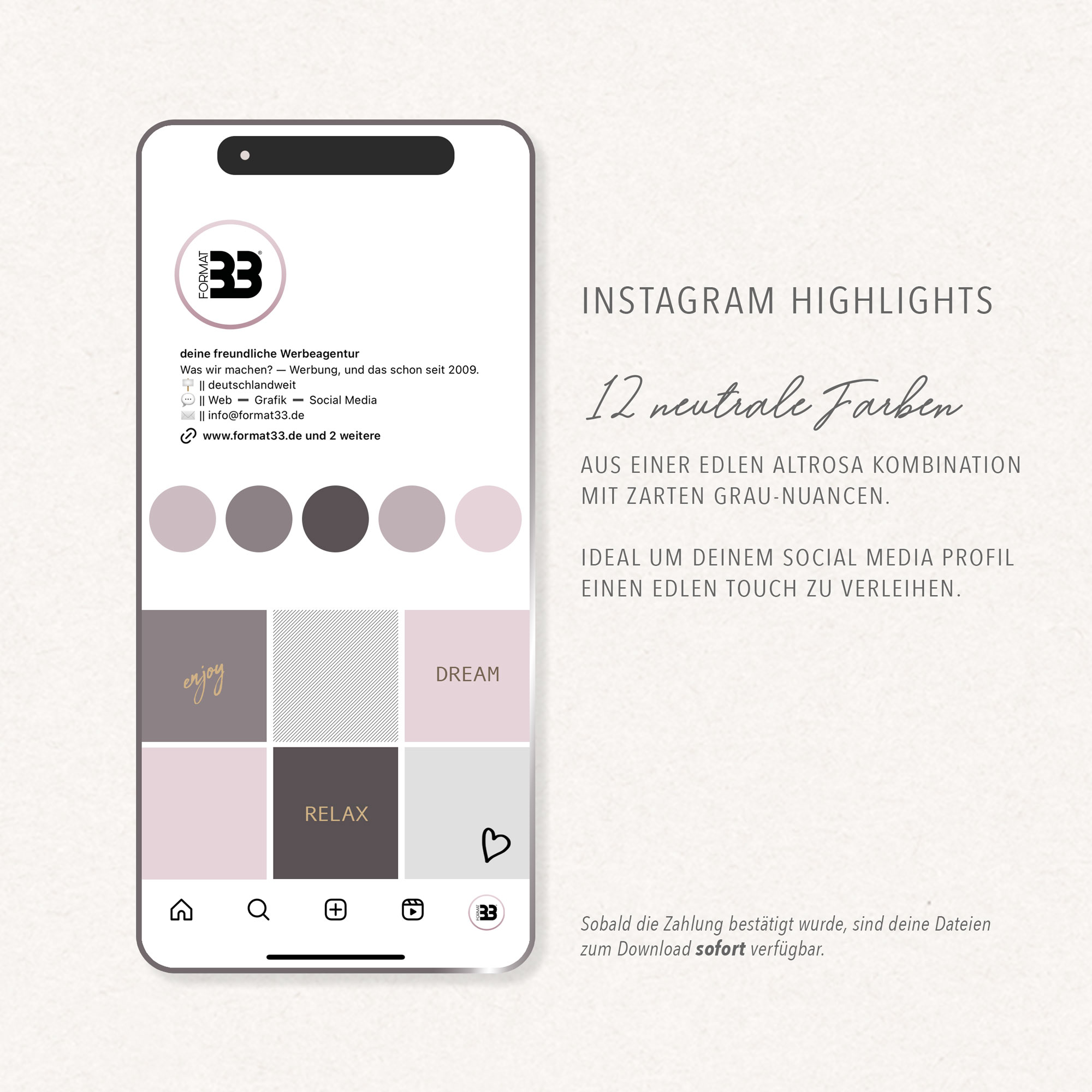 12x STORY BACKGROUNDS / SOCIAL MEDIA STYLISH / NEUTRALE TÖNE / FARB BUNDLE – Bild 2