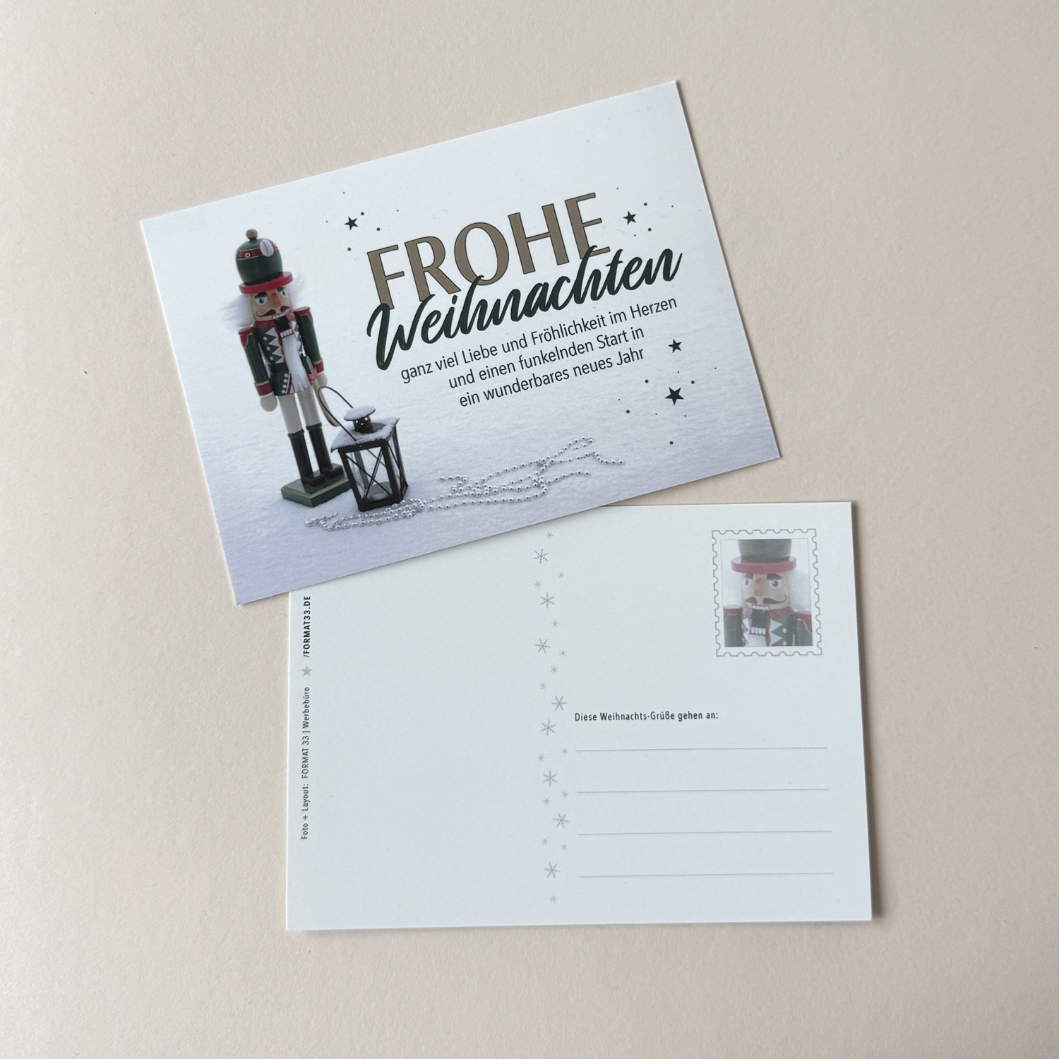 Postkarte · Nussknacker im Schnee · weihnachtliche Grußkarte