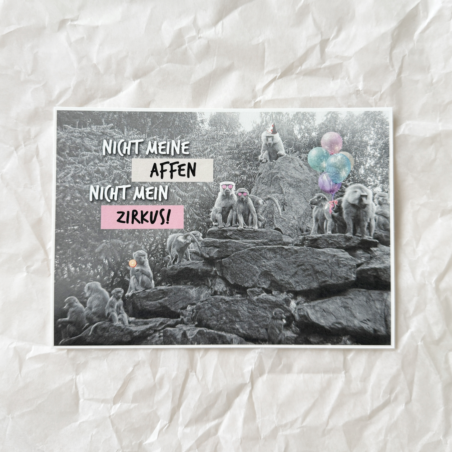 POSTKARTE • NICHT MEINE AFFEN NICHT MEIN ZIRKUS